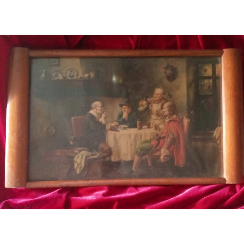 "Ye Olde Tavern" Print Fritz Wagner-Hohenberg Wooden Tray 18 1/2 "X 10 1/2"